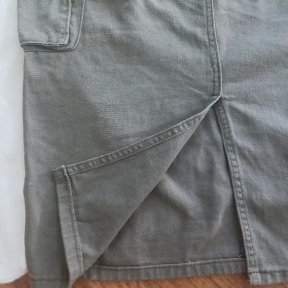 Shein Sxy • Women's Army Green High Waist Cargo Flap Pocket Denim Jean Skirt - Picture 10 of 16